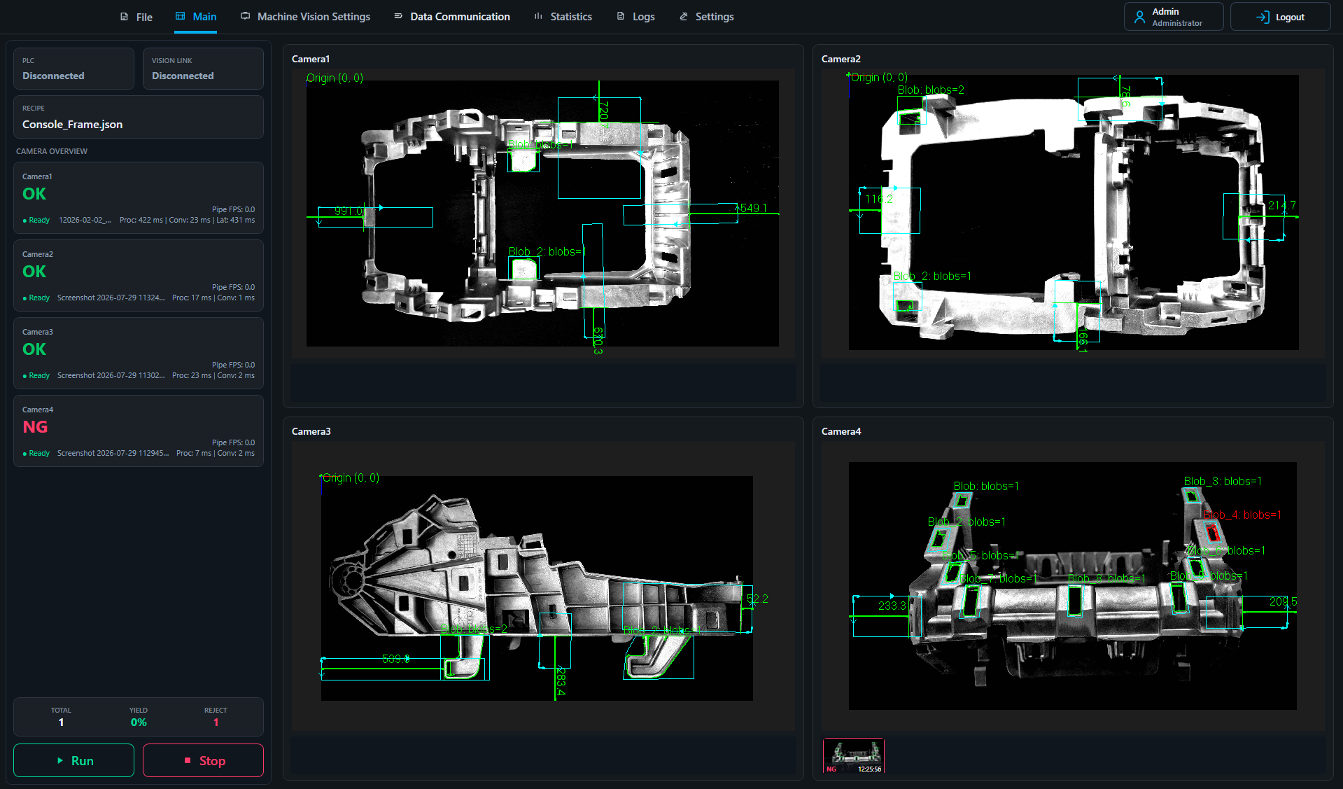 Multi-camera vision system
